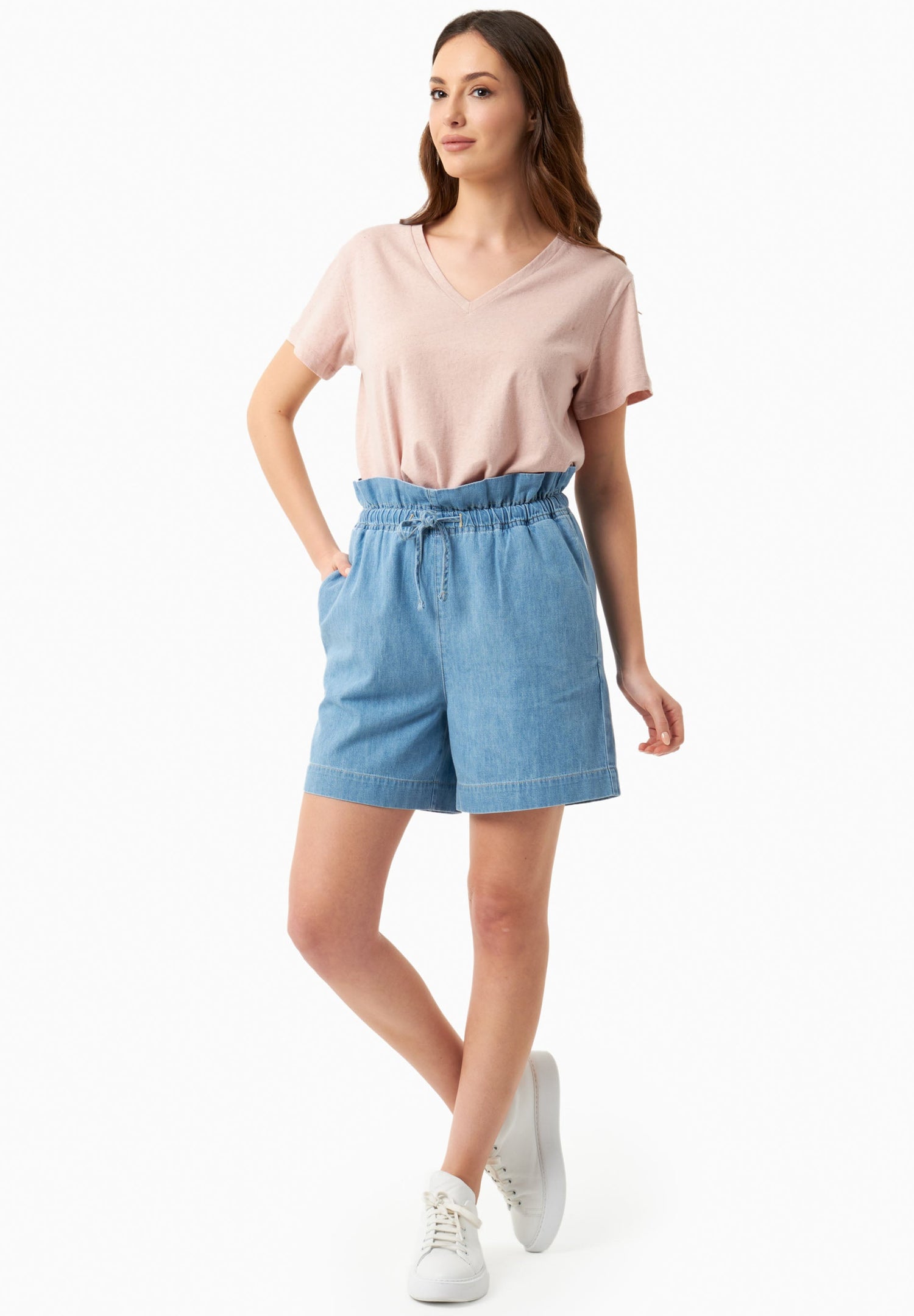 Paperbag Denim short Lichtblauw
