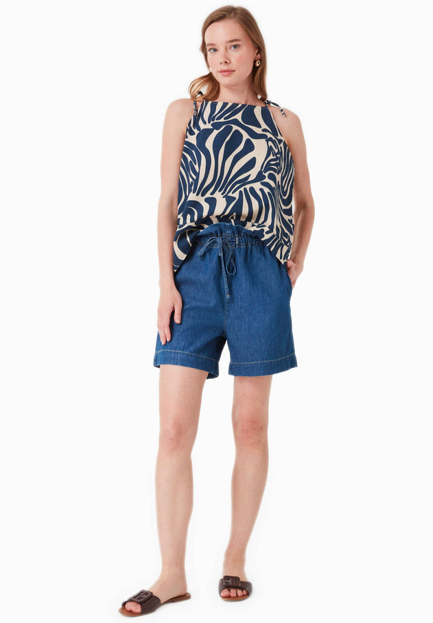 Paperbag Denim short Medium Blue