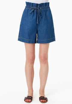 Paperbag Denim short Medium Blue