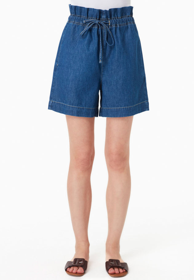 Paperbag Denim short Medium Blue