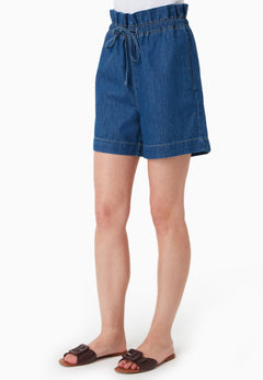 Paperbag Denim short Medium Blue