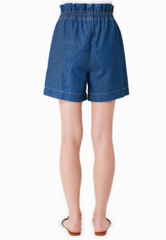 Paperbag Denim short Medium Blue