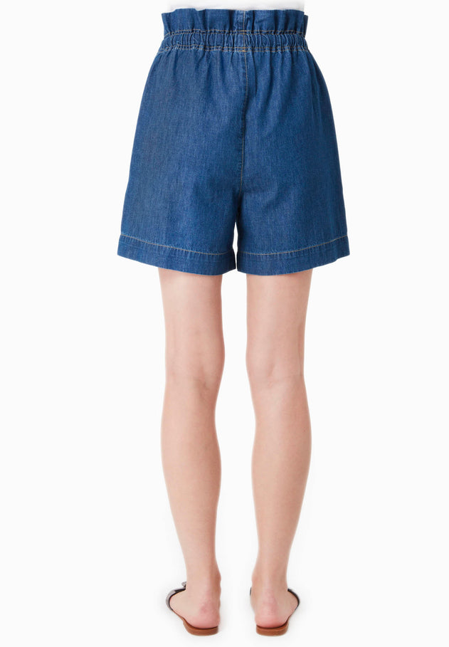 Paperbag Denim short Medium Blue