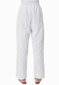 Organic Cotton Jacquard Pants White