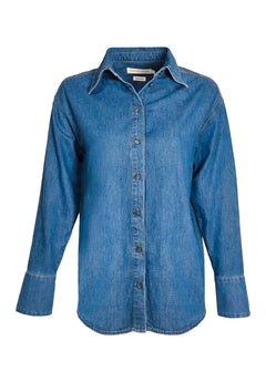 Denim Button-Up Shirt Medium Blue