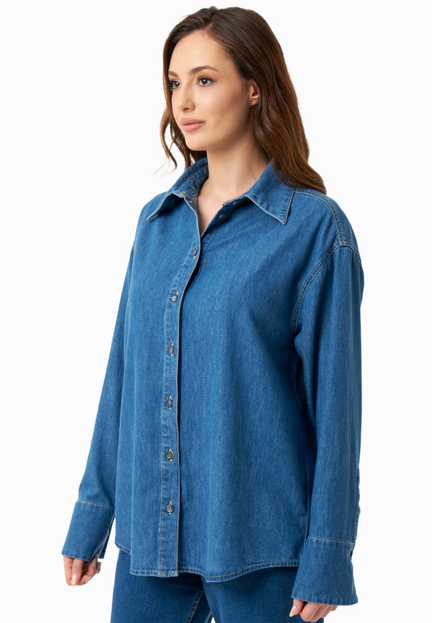 Denim Button-Up Shirt Medium Blue