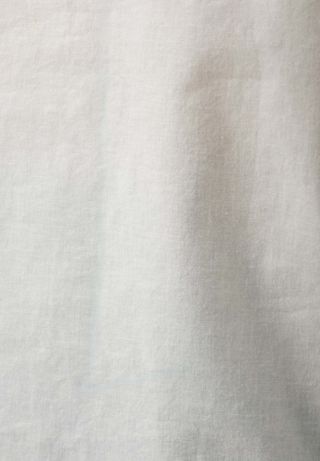 Short Sleeved Linen Blend Button-Up Off-White