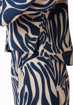 Patterned Viscose Blend Blouse Abstract Blue