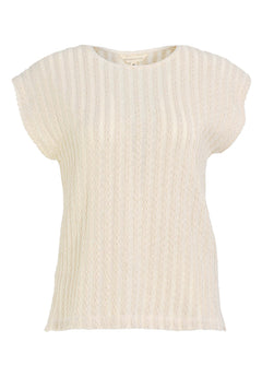 Fantasy Cotton Knit Short Sleeve Top Natural