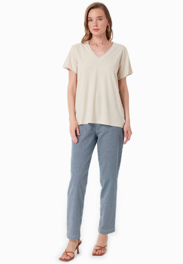 V-hals T-shirt Naturelwit