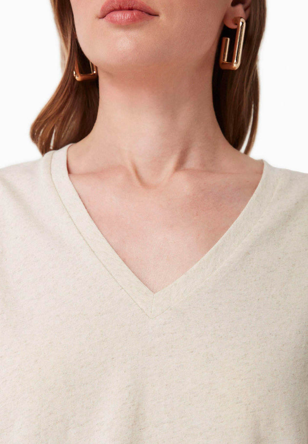 V-hals T-shirt Naturelwit