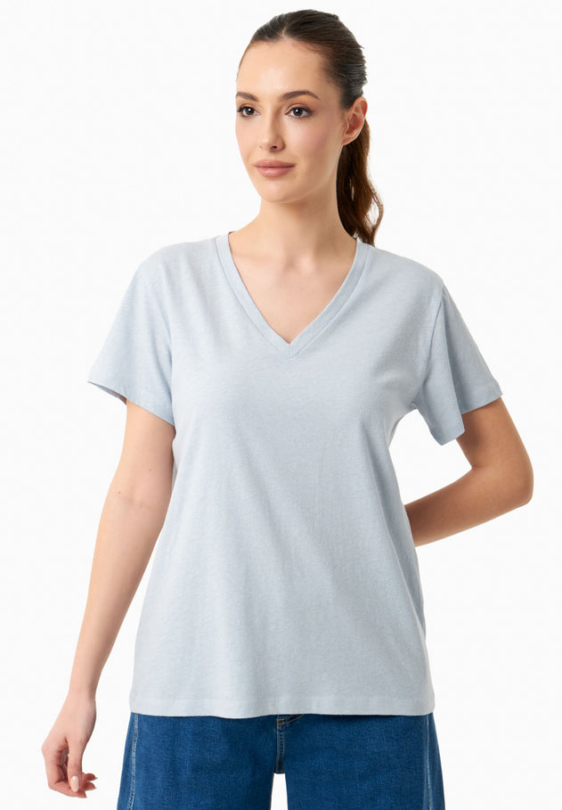 V-hals T-shirt Niagara Blue