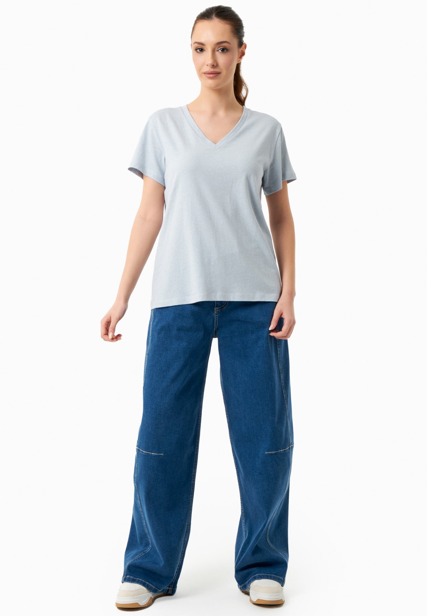V-hals T-shirt Niagara Blue