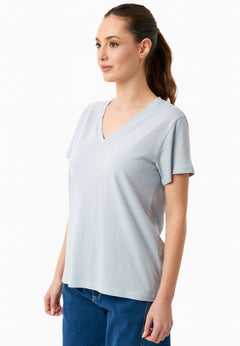 V-hals T-shirt Niagara Blue