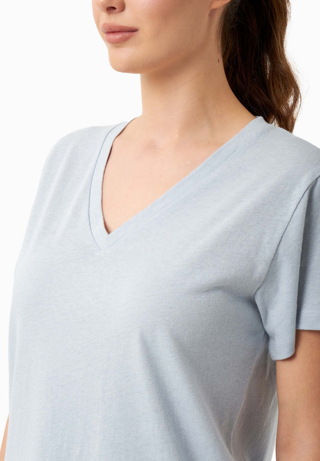 V-hals T-shirt Niagara Blue
