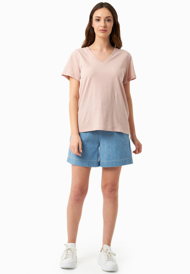 V-hals T-shirt Pastel Pink