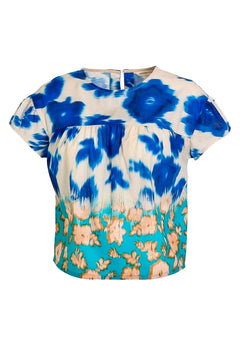 Organic Cotton Voile Blouse Blurry Flowers