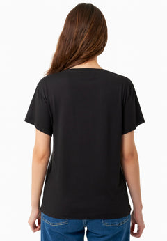 V-hals T-shirt Zwart