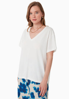 V-Neck Modal Blend T-Shirt Off White