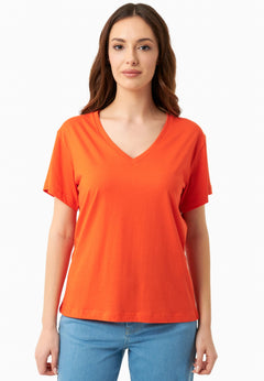 V-hals T-shirt Tangerina Orange