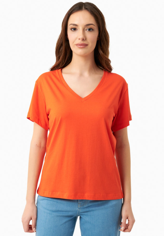 V-hals T-shirt Tangerina Orange