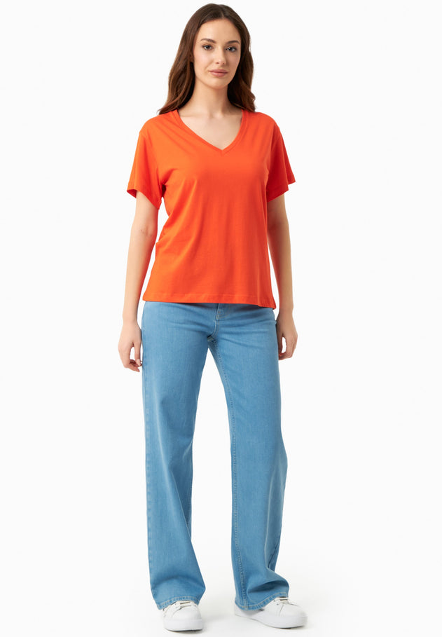 V-hals T-shirt Tangerina Orange