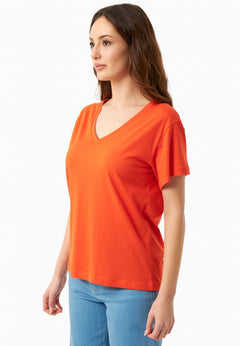 V-hals T-shirt Tangerina Orange