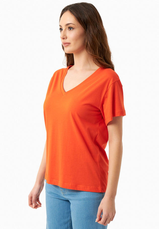 V-hals T-shirt Tangerina Orange