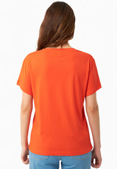 V-hals T-shirt Tangerina Orange