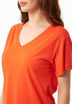 V-hals T-shirt Tangerina Orange