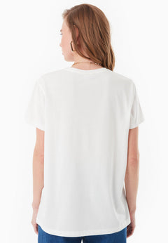 Embroidered Flower T-shirt Gebroken wit