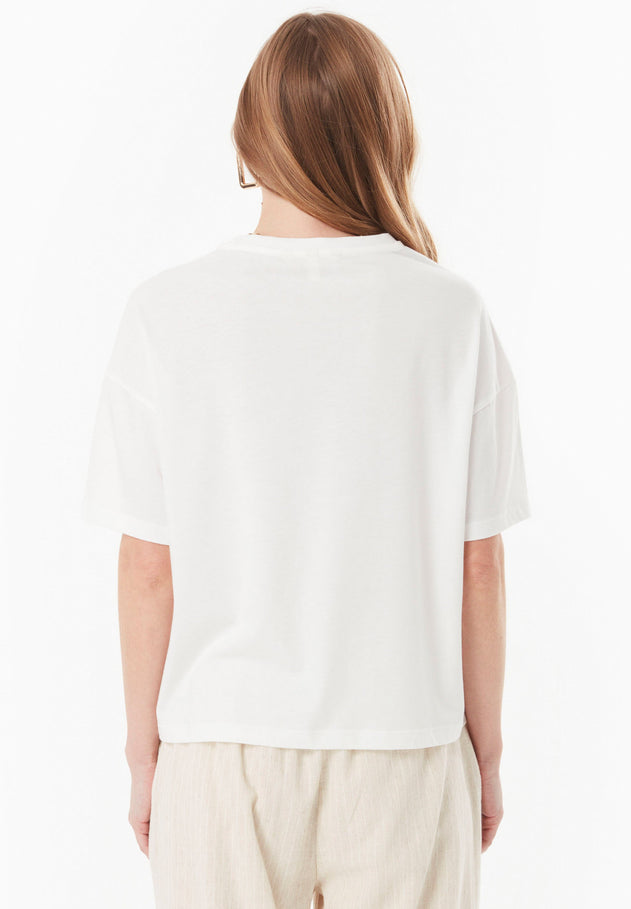 Laser-cut borduursel T-shirt Gebroken wit