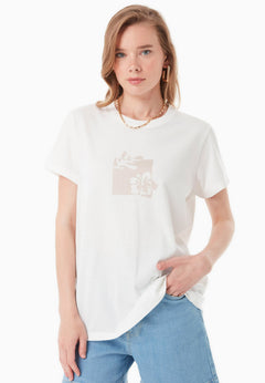 Bloemenprint T-shirt Gebroken wit