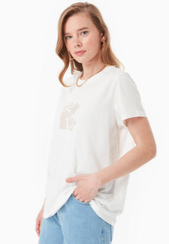 Bloemenprint T-shirt Gebroken wit