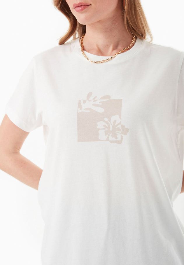Bloemenprint T-shirt Gebroken wit