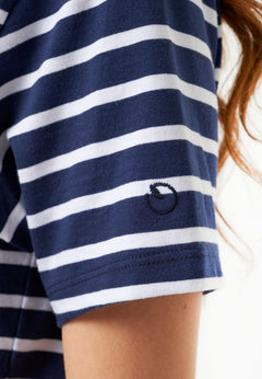 Gestreept Off White/dark T-shirt Marineblauw
