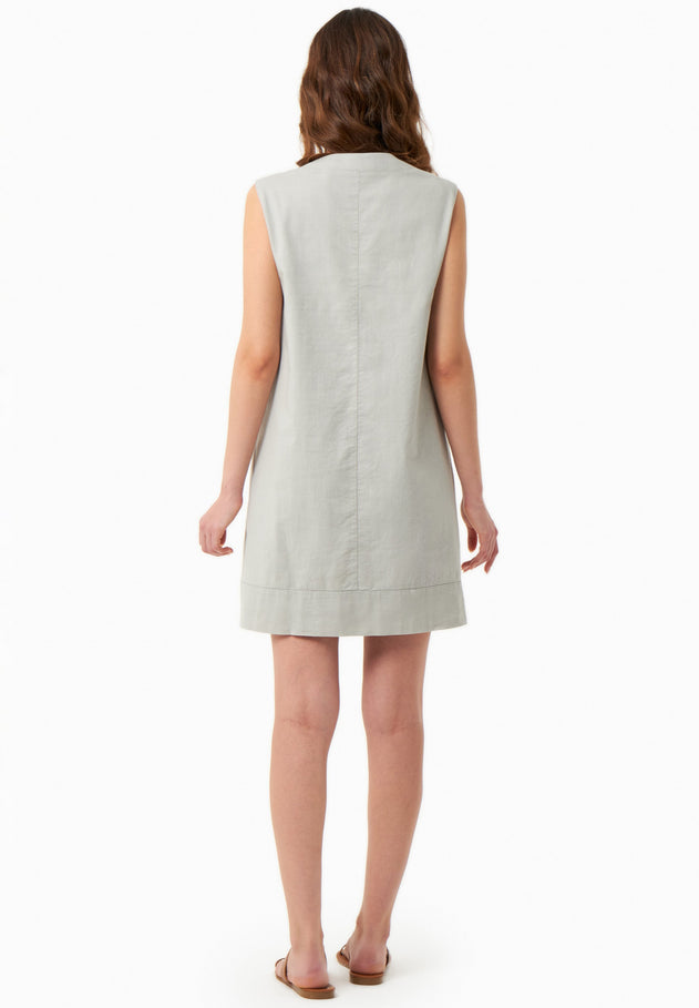 Mouwloos Linnenmix Minijurk Green Moss