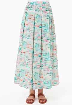 Long Crinkle Voile Skirt Brushed Effect