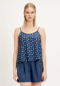 Women's Printed Lyocell Spaghetti Strap Top Navy