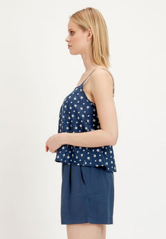 Women's Printed Lyocell Spaghetti Strap Top Navy
