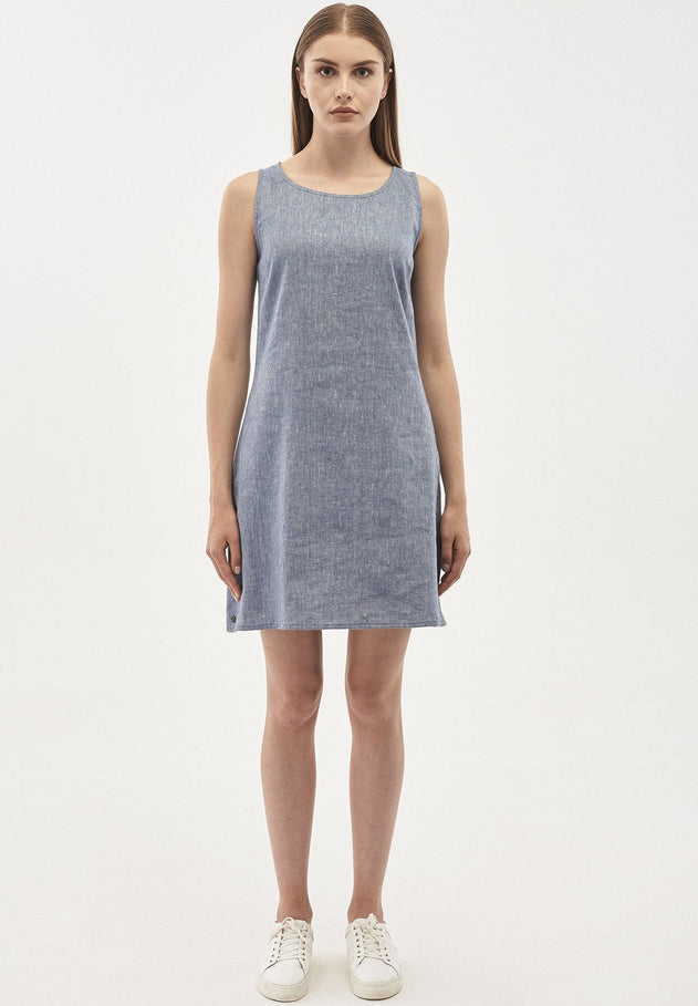 Linnenmix Mouwloos Denim Optic Minijurk