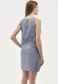Linnenmix Mouwloos Denim Optic Minijurk