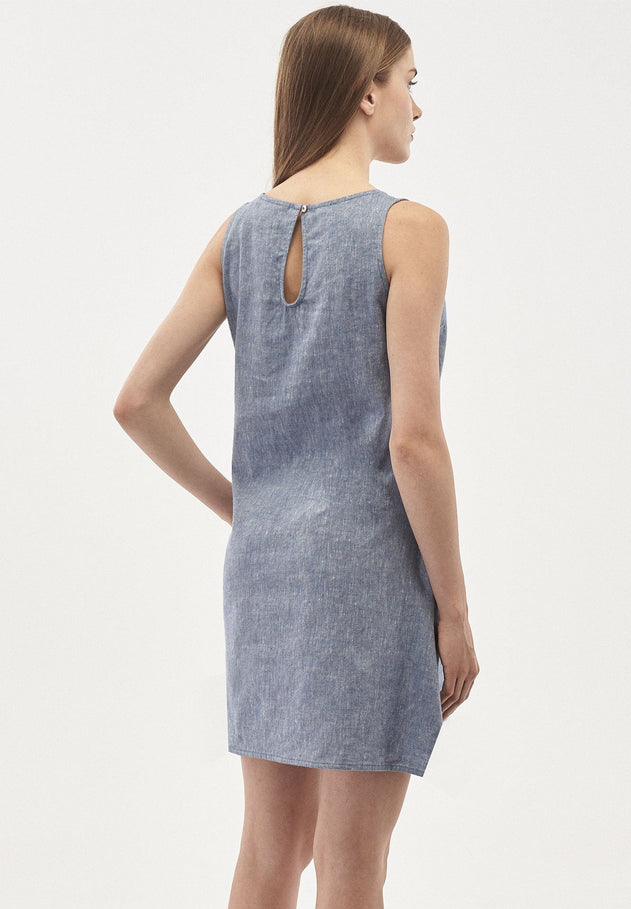 Linnenmix Mouwloos Denim Optic Minijurk