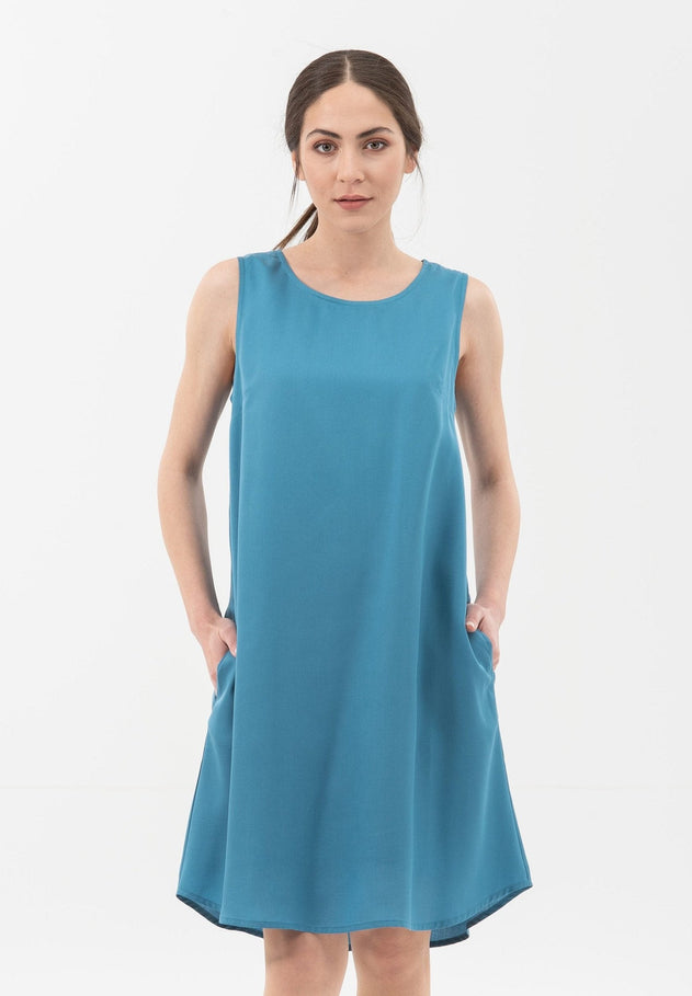 Loose fit Lyocell Ronde hals Jurk Ocean