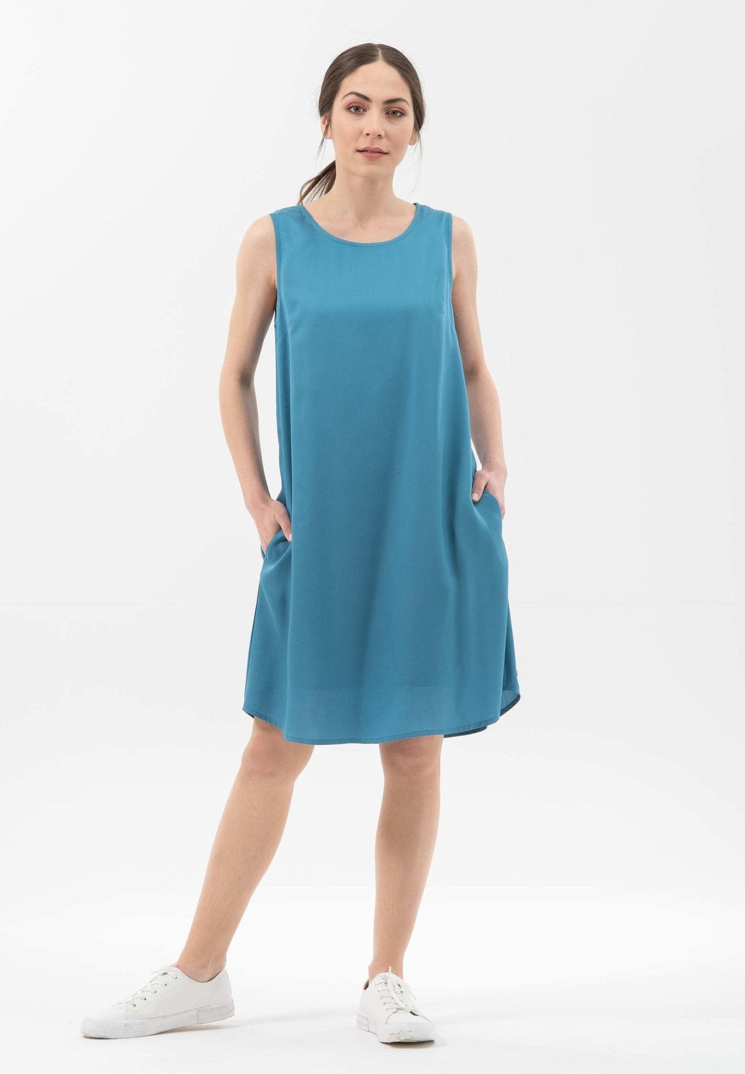 Loose fit Lyocell Ronde hals Jurk Ocean