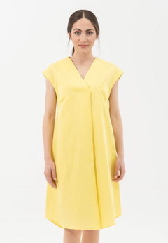 Linnenmix Korte mouw V-hals Jurk Lemonade
