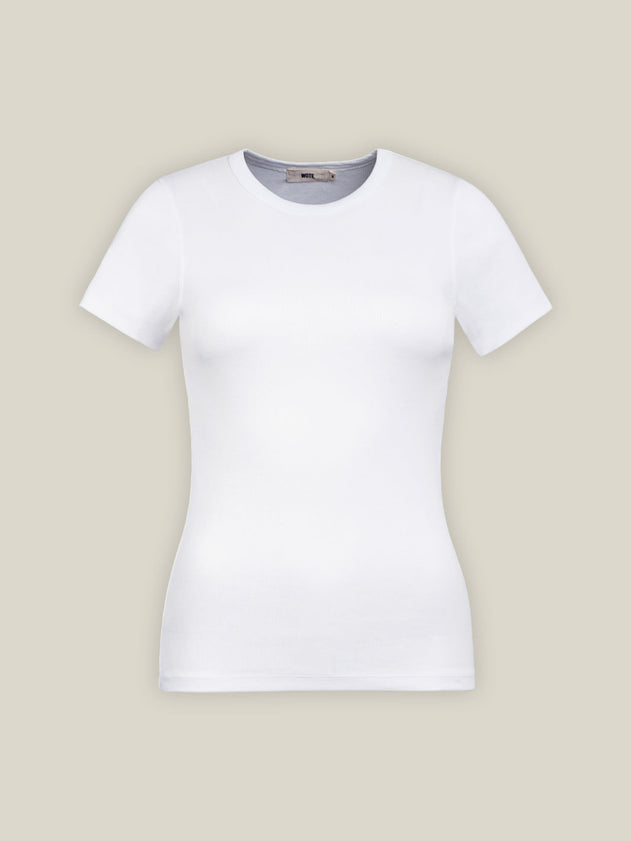 Ribbed Organic Cotton T-Shirt White