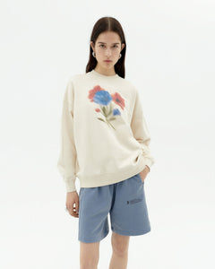 Jimena Blurry Flower Sweatshirt White