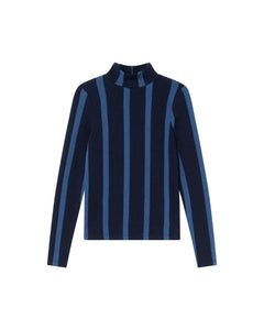 Ellen Top Navy Striped Wool