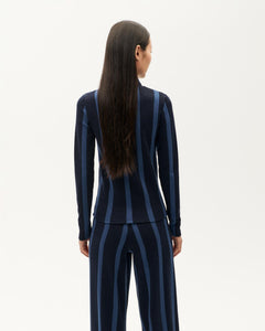 Ellen Top Navy Striped Wool